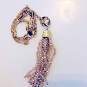 Gold and Brown Long Loft Vintage Statement Necklace